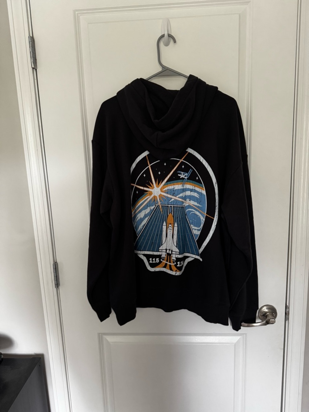 H&M Black Crewneck Hoodie with White NASA Logo - Picture 2 of 3